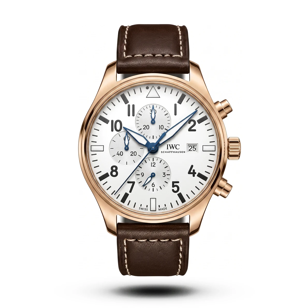 product-3176e193-370c-42c9-907e-0fd0aa975c54.webp IWC-Style Pilot's Watch Chronograph 41 Brown Belt Rose Gold Case - Image 1