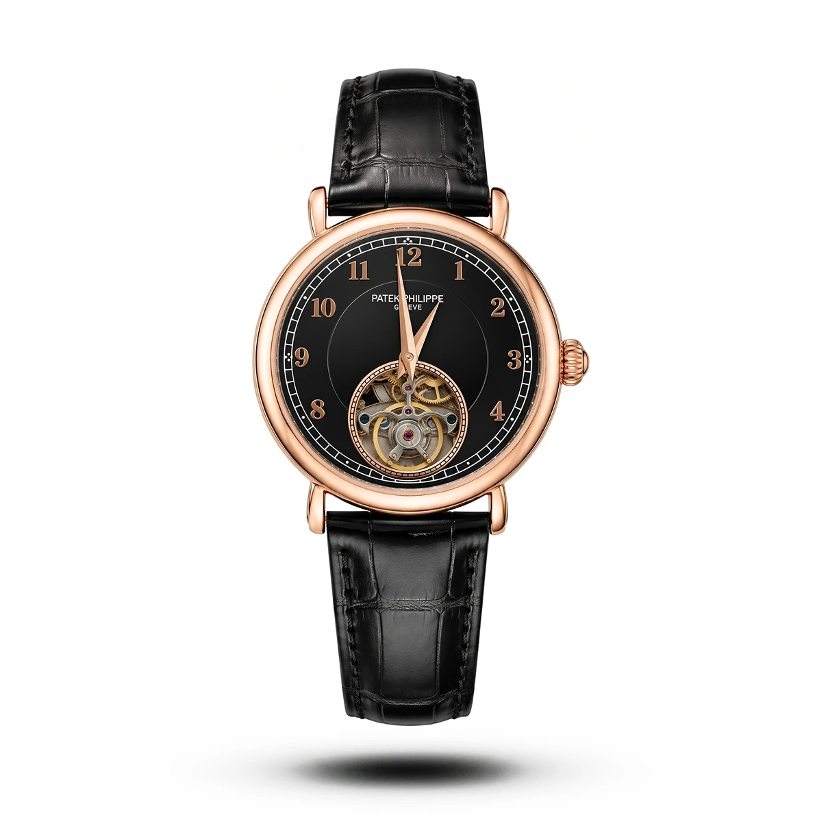 product-36d87d60-710e-47cc-8616-282b3856f32c.webp Patek Philippe-Inspired Calatrava Open-Heart Black Leather Rose Gold Case Watch - Image 1