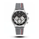 Tommy Hilfiger-Style Multi-Function Skeleton Silicone Black Dial Watch
