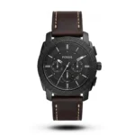 Fossil-Style Machine Chronograph Dark Chocolate Leather Watch