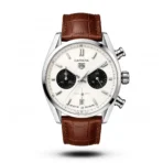 TAG Heuer Carrera Chrono Bi-Compax brown belt white dial black sub Watch