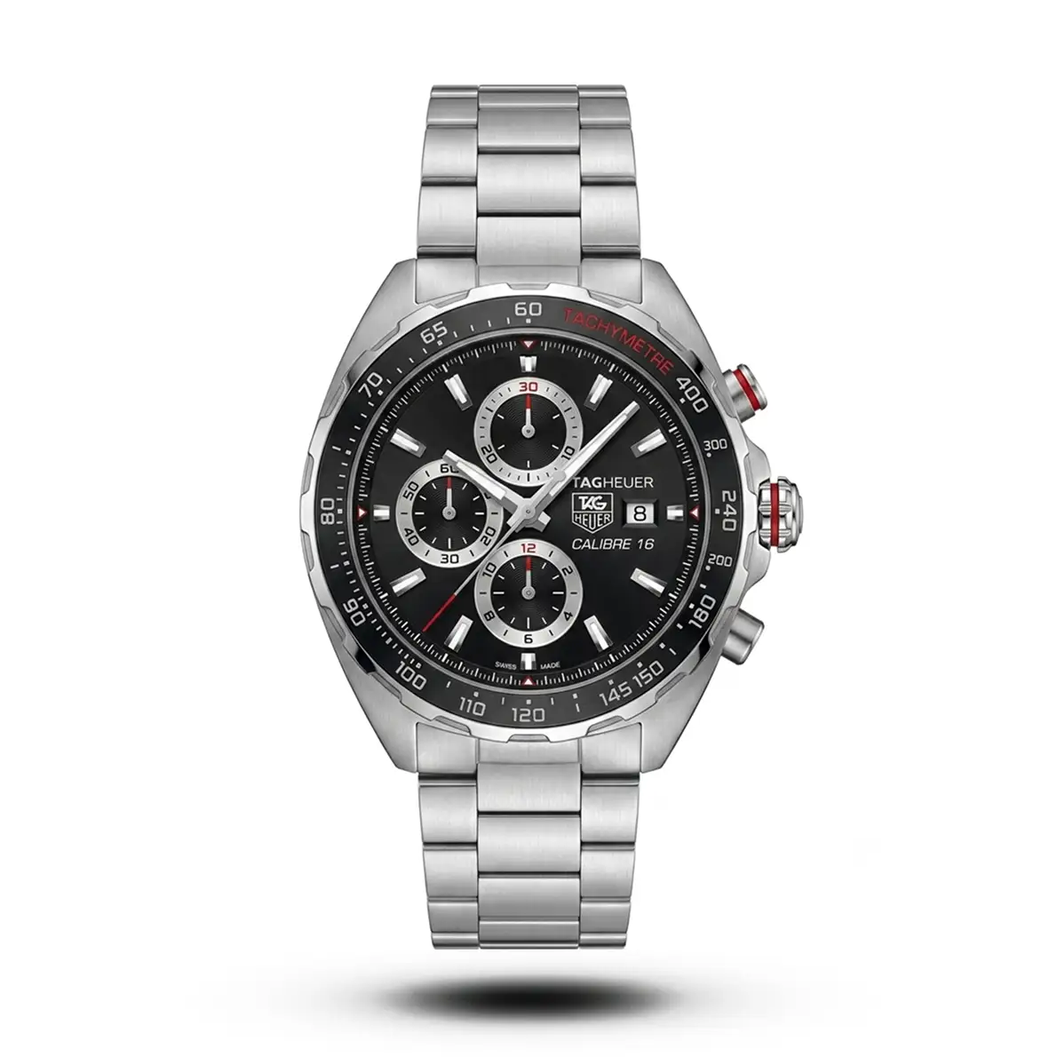 product-3b4d40e6-91fb-4b1a-bd19-04e99143fbcd.webp Tag Heuer-Style Formula 1 Calibre 16 Chronograph Silver Tone Black Dial Watch - Image 1