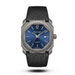 Bvlgari Octo Finissimo Black Strap Black Case Blue Dial Watch