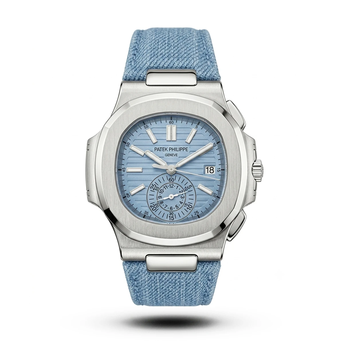 product-45054253-d3a3-4ac9-a2ad-1eed5c6d90de.webp Patek Philippe-Inspired Nautilus Flyback Denim Blue Strap Watch - Image 1