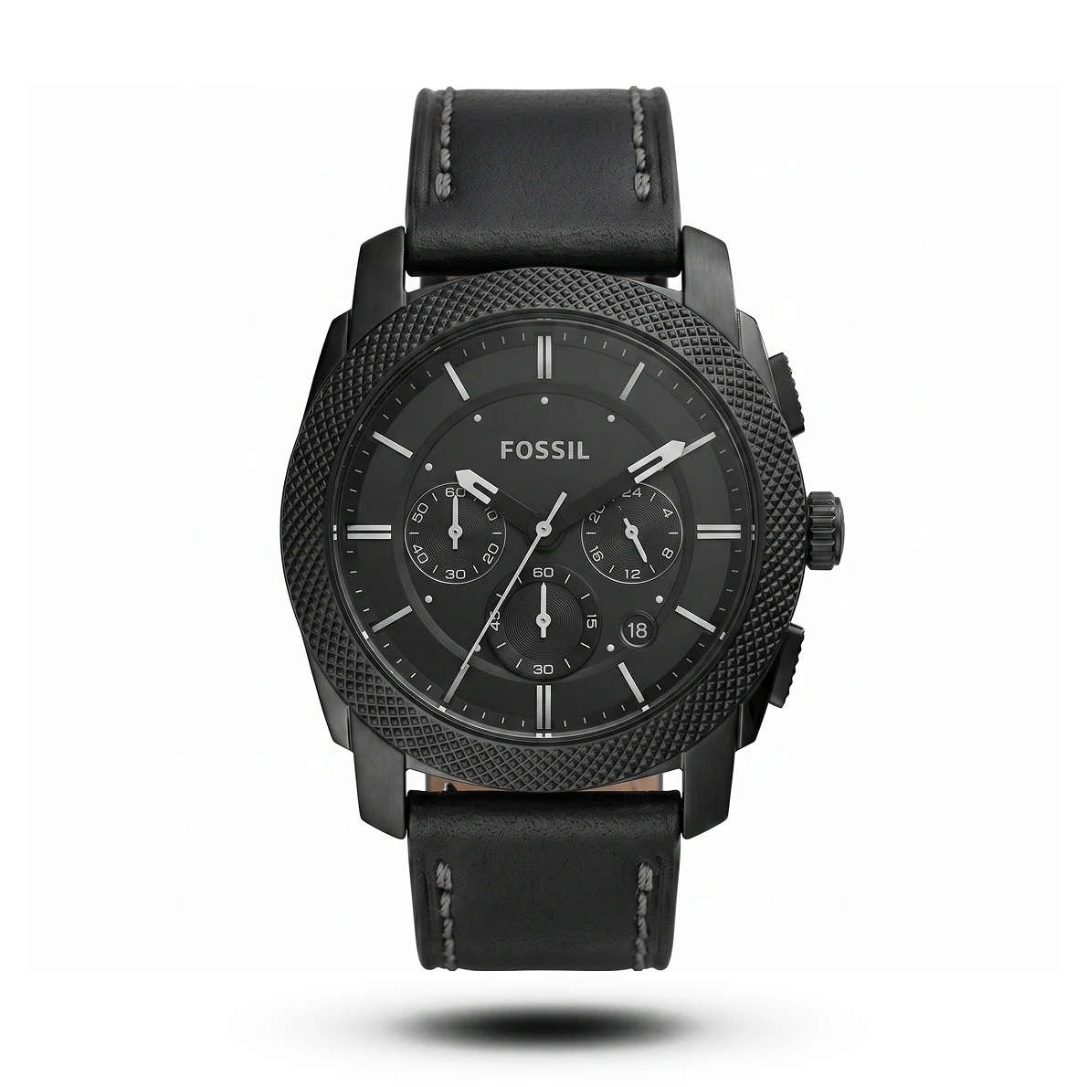 product-45f9960e-5624-4414-a359-c6348e404f56.webp Fossil-Style Machine Chronograph Black Leather Watch - Image 1