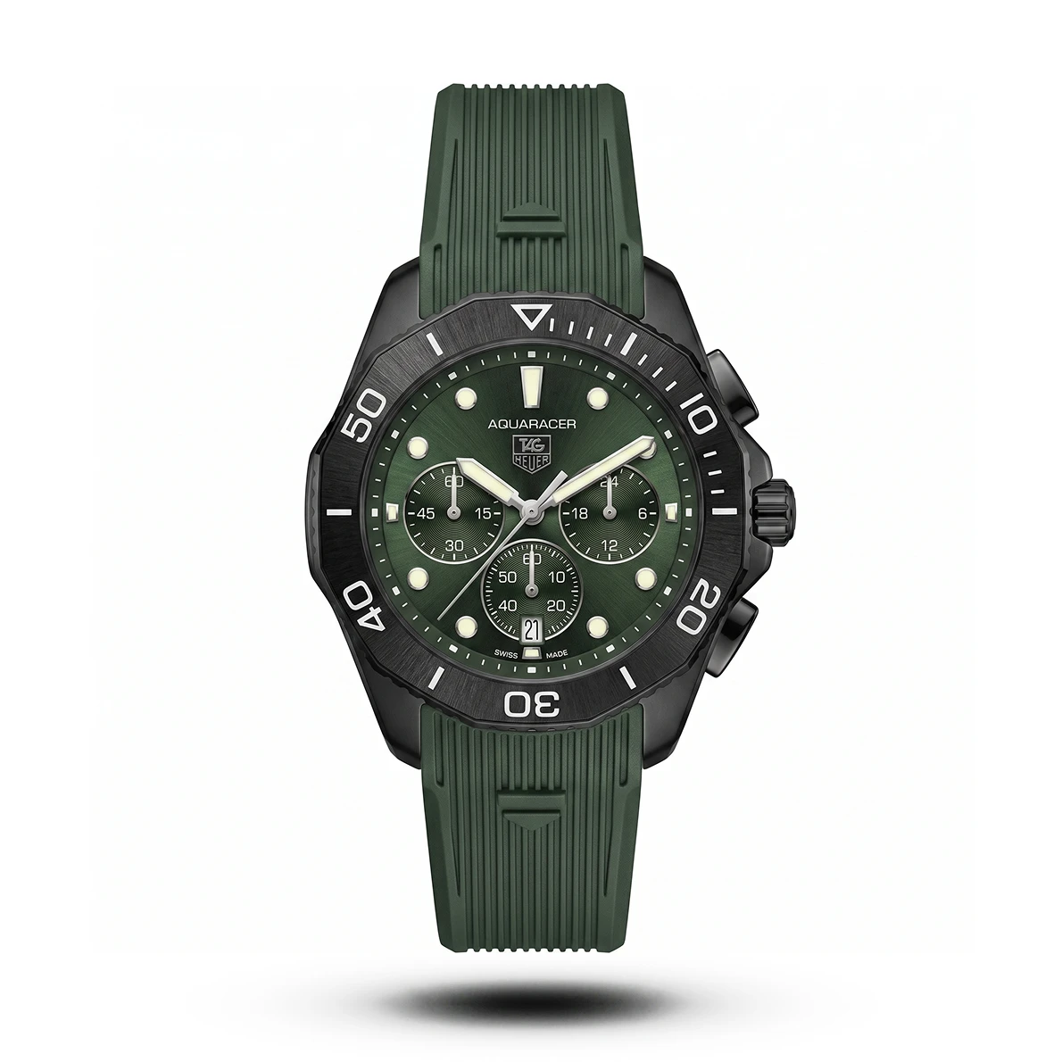 product-461b2124-dfb4-435b-a576-20a41b1e7781.webp Tag Heuer-Style Aquaracer Chrono Green Strap Black Tone Watch - Image 1