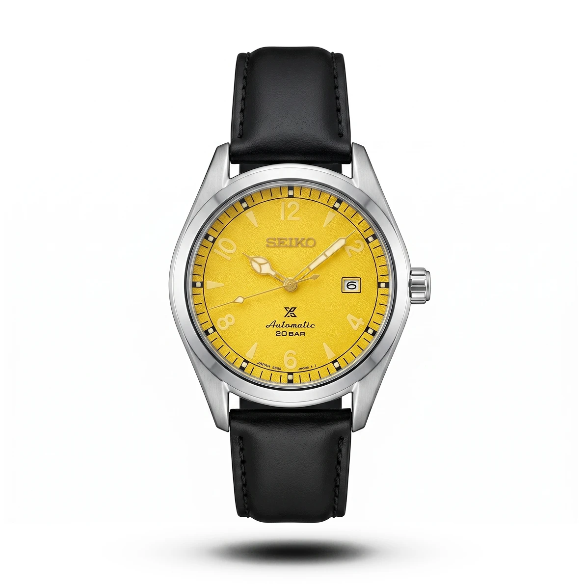 product-475d868f-2dcf-4e4b-9e31-87acf4eb51e9.webp Seiko-Style Prospex Alpinist Automatic Black Leather Yellow Dial Watch - Image 1