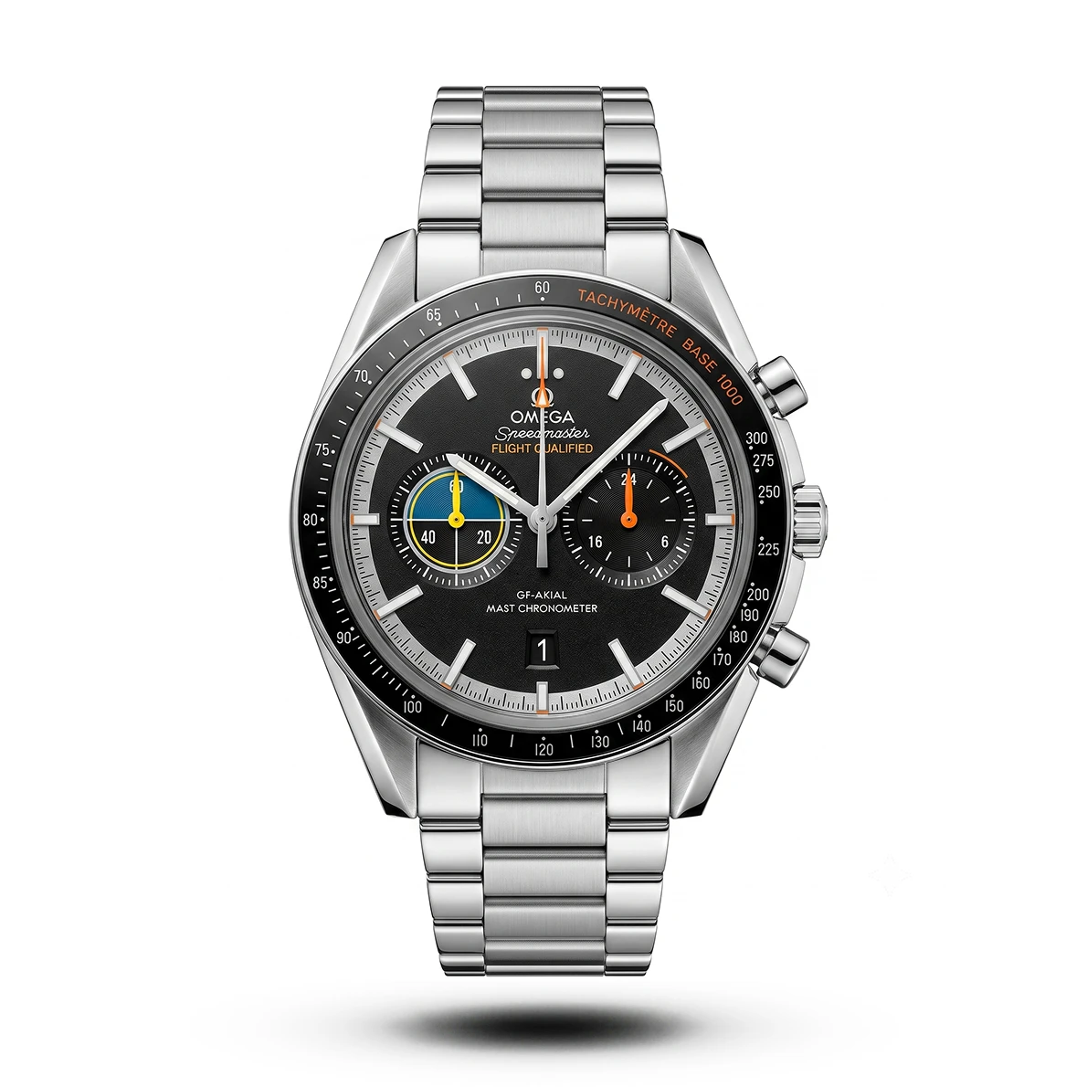 product-4858aec9-3d97-4a05-84ed-96ff3697f447.webp Omega-Style Speedmaster Flight Silver Tone Black Dial Watch - Image 1