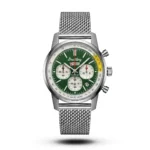 Breitling-Style Top Time Mesh Strap Men's Green Dial Watch