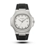 Patek Philippe Nautilus Arabic Dial black Leather white dial Watch