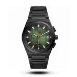 Fossil Chrono Green Textured Dial Black Steel Watch