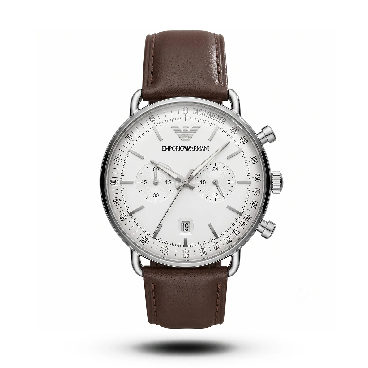 product-4fd4f79d-f422-4857-b1da-afa4a7a1c5b5.webp Emporio Armani-Style White Dial Brown Leather Strap Men's Watch - Image 1