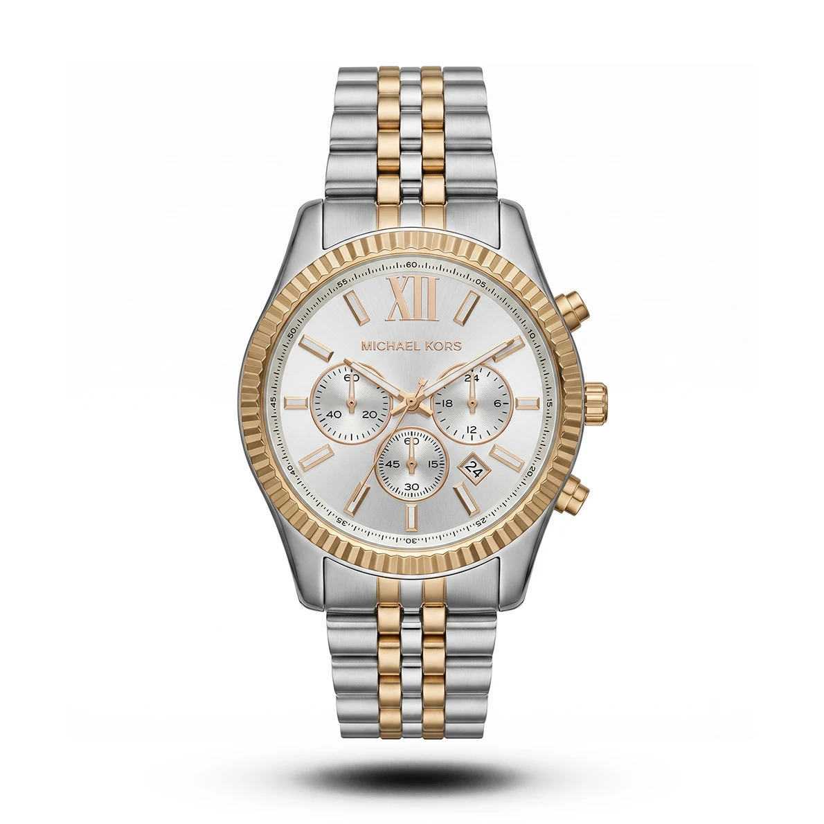 product-528051e6-460d-4a06-9110-8f4d18ffd569.webp Michael Kors-Style Lexington Chronograph Silver Two-Tone Metal Watch - Image 1