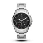 Fossil grant chrono silver tone black Arabic Dial Steel Watch | AA Grade Inspired