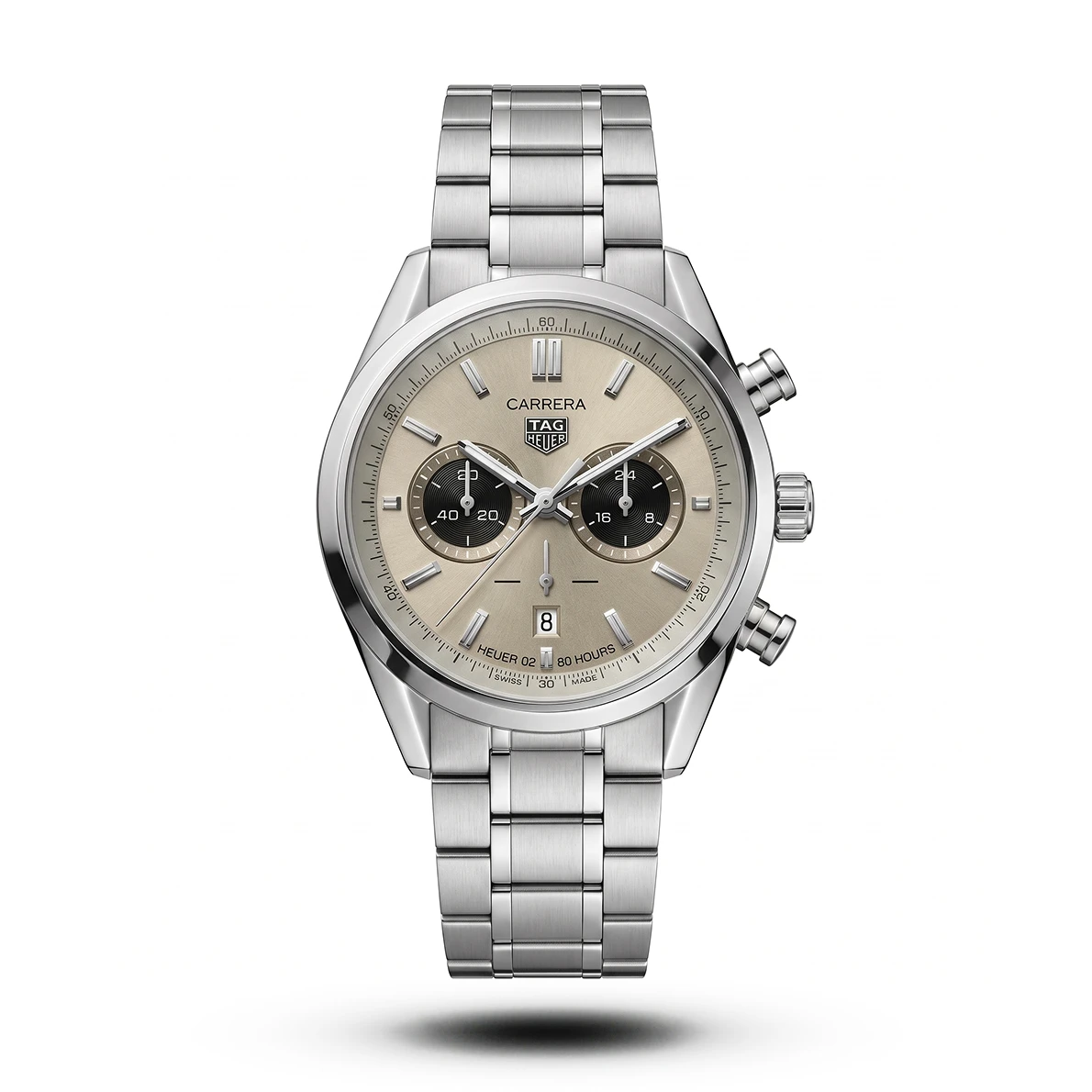 product-59dbb8f6-0d20-4205-ac93-028caa8144d0.webp Tag Heuer-Style Carrera Chronograph Bi-Compax Champagne Dial Black Sub Watch - Image 1