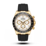 Rolex Cosmograph Daytona Gold White Dial Rubber Strap Watch | AA Grade Inspired