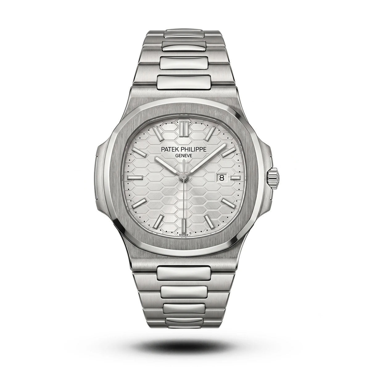 product-5f01b8e8-786b-485c-bb5f-72843ef7bedd.webp Patek Philippe Inspired Nautilus Honeycomb White Dial Metal Watch - Image 1