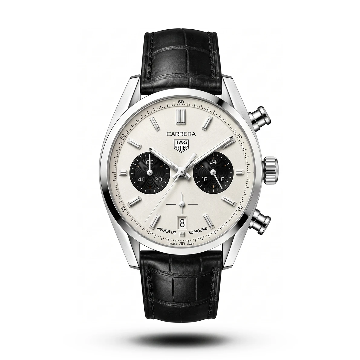 product-611704f9-cb32-47b5-9b5e-b6e1c89062db.webp TAG Heuer Carrera Chrono Bi-Compax black belt white dial black sub Watch | AA Grade Inspired - Image 1