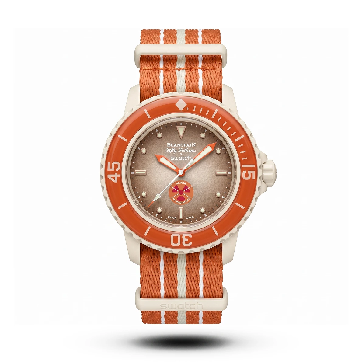 product-6408c4a7-cbfb-4c90-92f9-9dfd9bdf9acc.webp Blancpain X Swatch Scuba Fifty Fathoms Arctic Ocean Nato Watch - Image 1