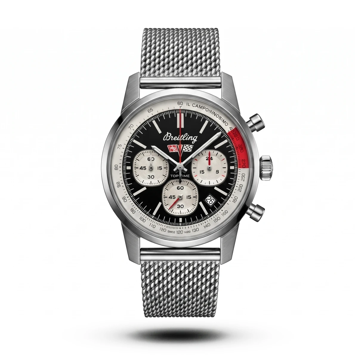 product-64a0a66d-de5d-4e81-8719-63b7d13c2376.webp Breitling-Style Top Time Mesh Strap Men's Black Dial Watch - Image 1