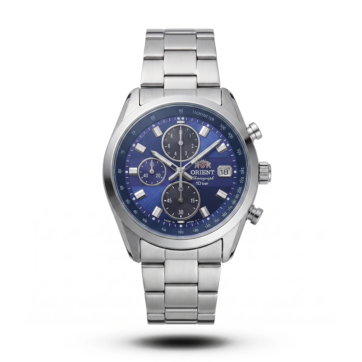 product-67f9dff1-cb23-4b4d-8c4b-b7b9afe587a7.webp Orient-Style Neo 70s Panda Chronograph Blue Dial Silver Tone Watch - Image 1