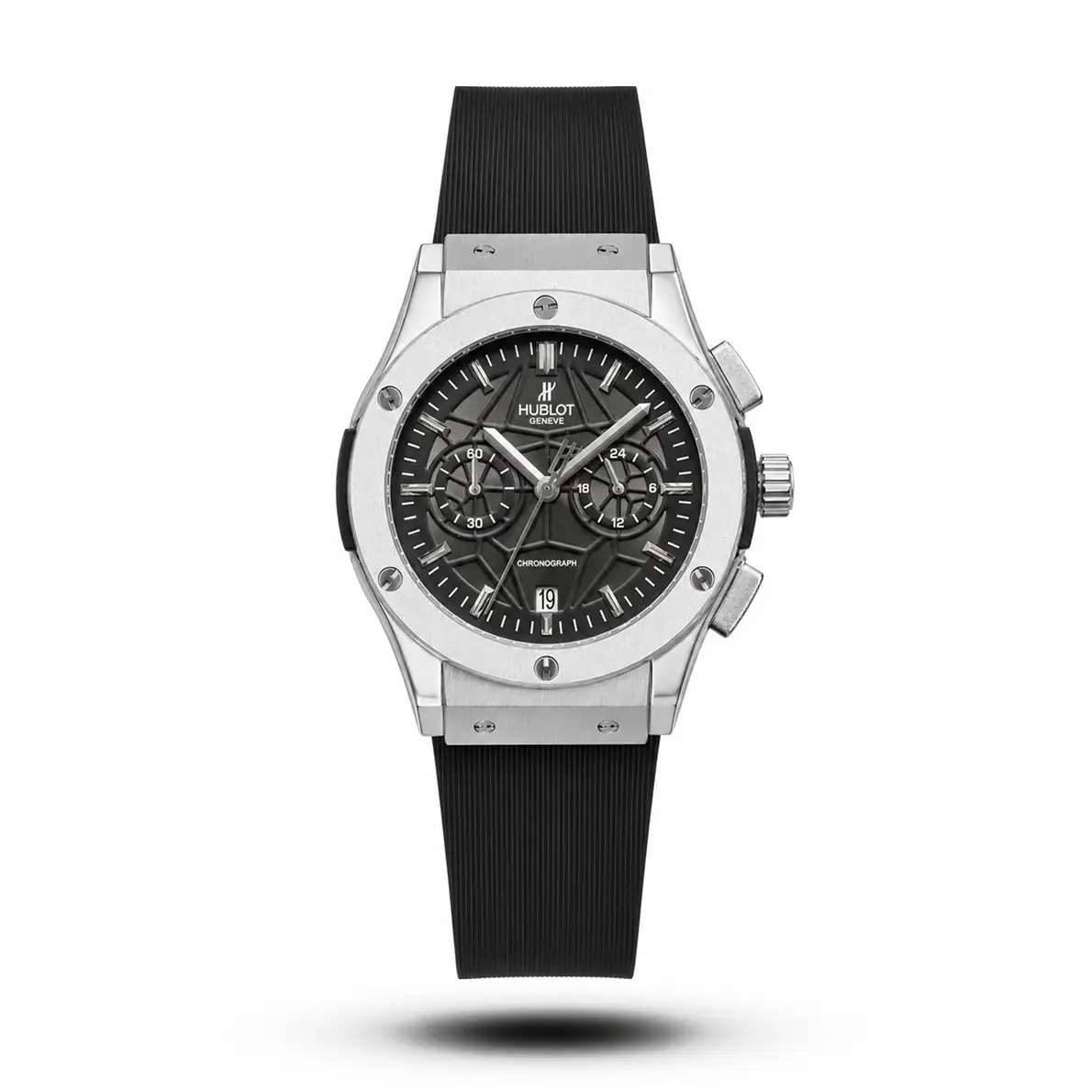 product-6d90aa5f-9445-4b65-a40f-40bdb4a1709a.webp Hublot-Style Classic Fusion Geometric Chrono Black Rubber Watch - Image 1