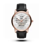 Emporio Armani-Style Meccanico Rose Gold Case White Dial Black Leather Strap