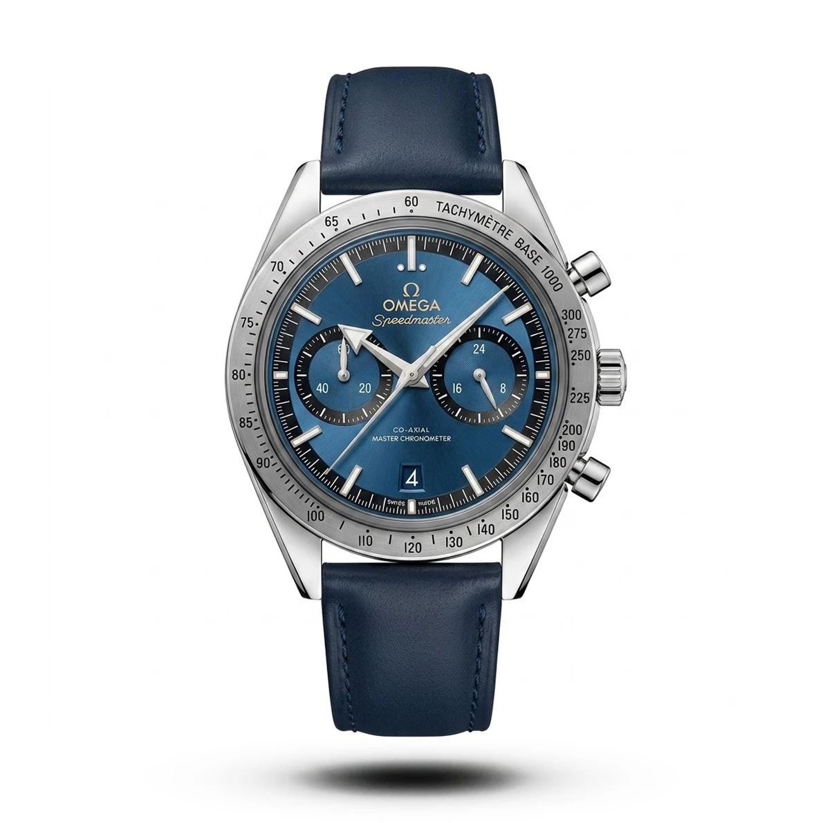 product-70f4e191-5bf1-4c0b-bf0b-959566e18aac.webp Omega-Style Speedmaster '57 Blue Leather Watch - Image 1