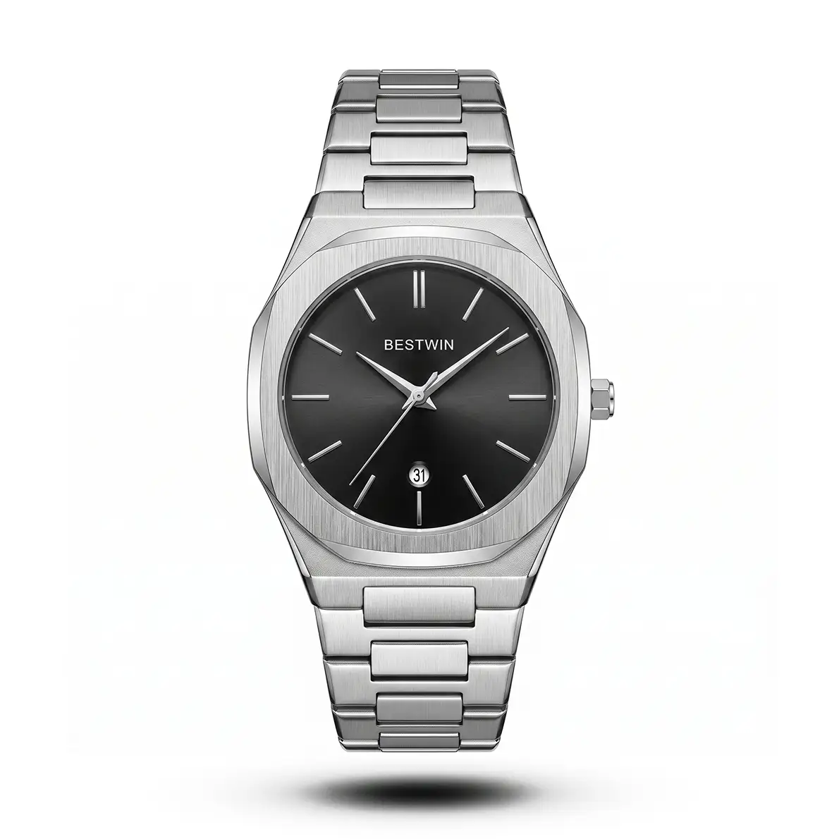 product-723190da-8445-4da6-8876-c69d887d2ea5.webp Bestwin Ultra-Slim Octagonal Black Dial Alloy Men'S Watch - Image 1
