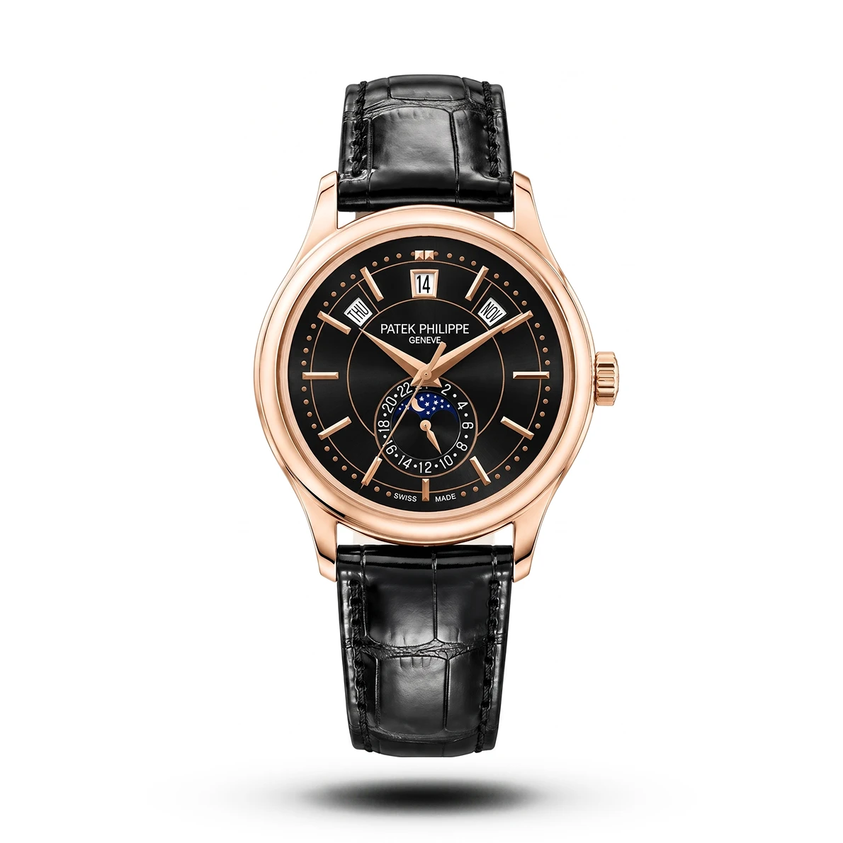 product-73b73c09-5399-485e-bc1c-93cb1f3201de.webp Patek Philippe-Inspired Complications Moonphase Black Strap Watch - Image 1