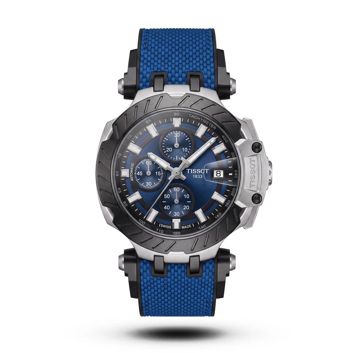 product-777df9d6-a3d0-4f64-99ae-6e14065cc03d.webp Tissot-Style T-Race Blue Silicone Strap Silver Case Blue Dial Watch - Image 1