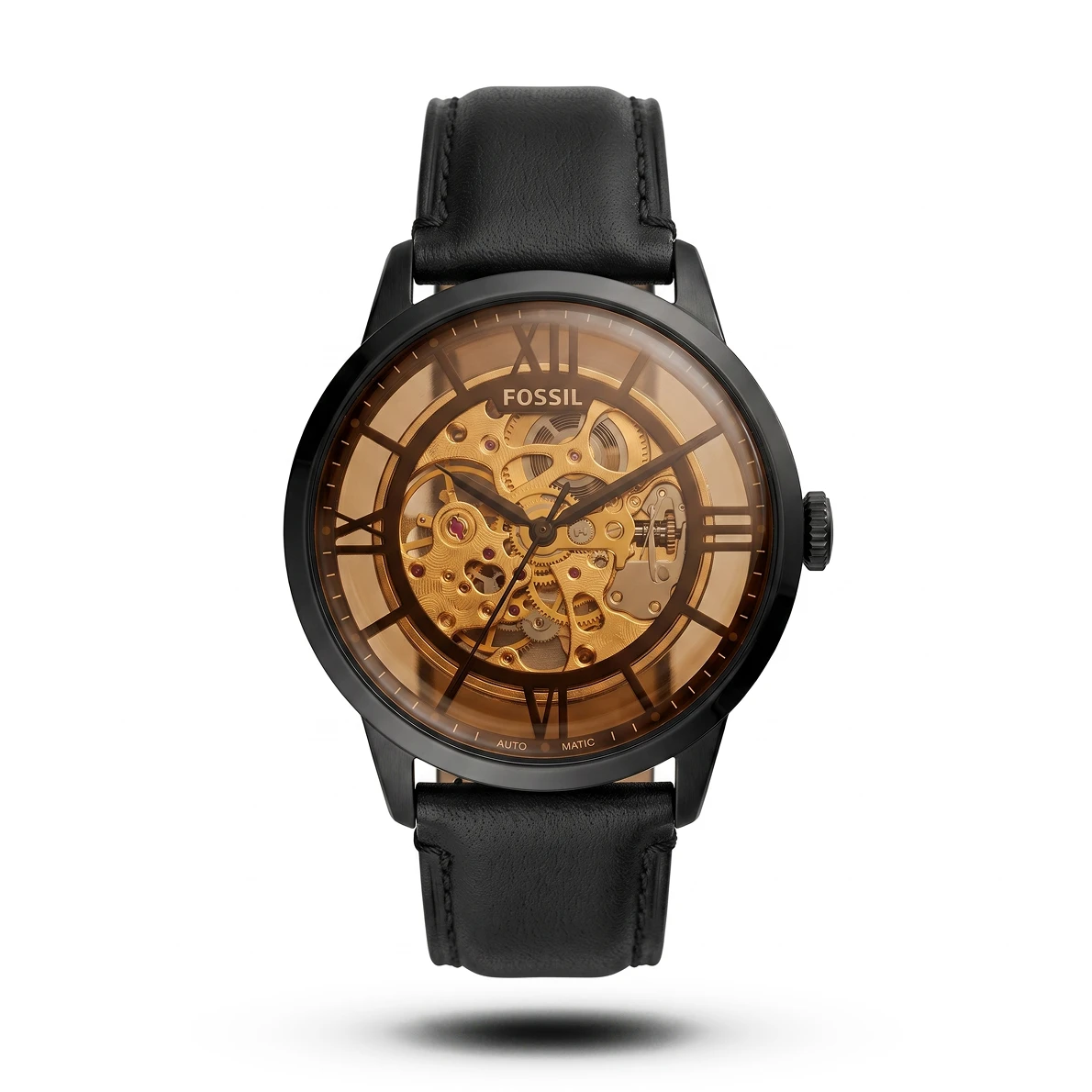 product-779cc94a-6583-4f27-8f71-de8d857dc6ea.webp Fossil-Style Townsman Automatic Black Tone Black Leather Watch - Image 1