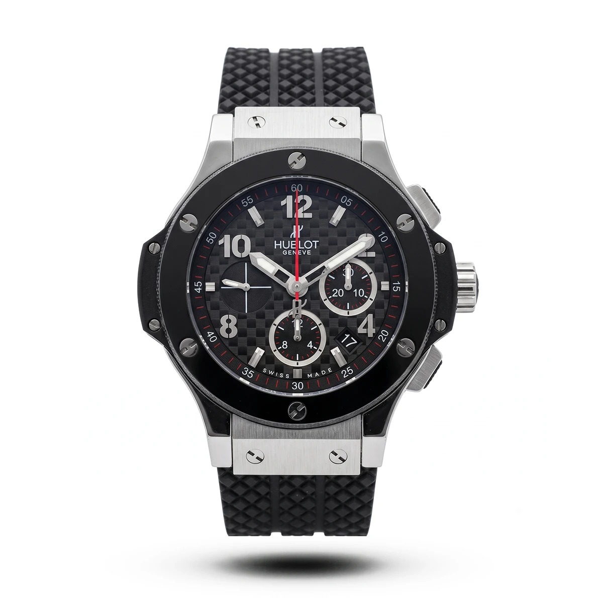 product-79c27886-73ea-4637-b33e-a5e549f3aae4.webp Hublot-Style Big Bang Chronograph Black Rubber Black Tone Strap Watch - Image 1