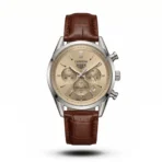 TAG Heuer Carrera Chrono Tri-Compax brown belt silver case grey dial Watch