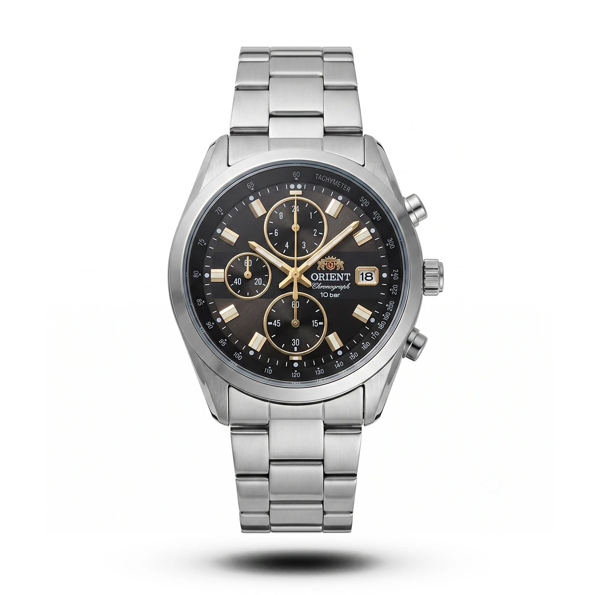 product-7c6f6049-1d79-4aff-8244-e7dc6a9ea175.webp Orient-Style Neo 70s Panda Chronograph Black Dial Silver Tone Watch - Image 1