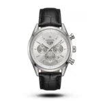 TAG Heuer Carrera Chrono Tri-Compax black belt silver case white dial Watch