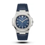 Patek Philippe Inspired Nautilus Blue Leather Strap Watch
