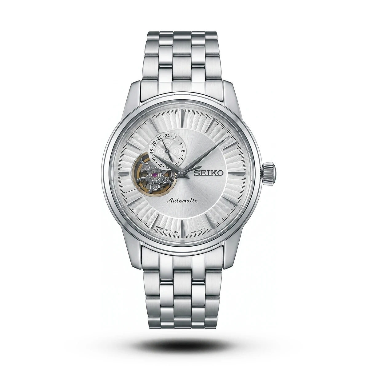 product-7fff6b2a-4d9e-460b-8dc0-fcbbe1575a4c.webp Seiko-Style Presage Open-Heart Automatic White Dial Watch - Image 1
