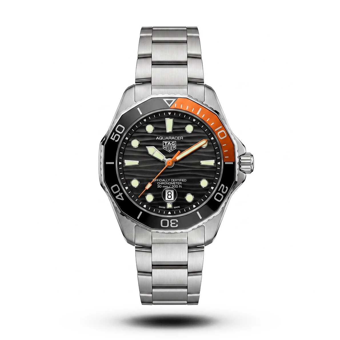 product-8a766337-5042-4231-bed6-0c96f126e113.webp Tag Heuer-Style Aquaracer Professional 300 Wavy Black Dial Steel Watch - Image 1