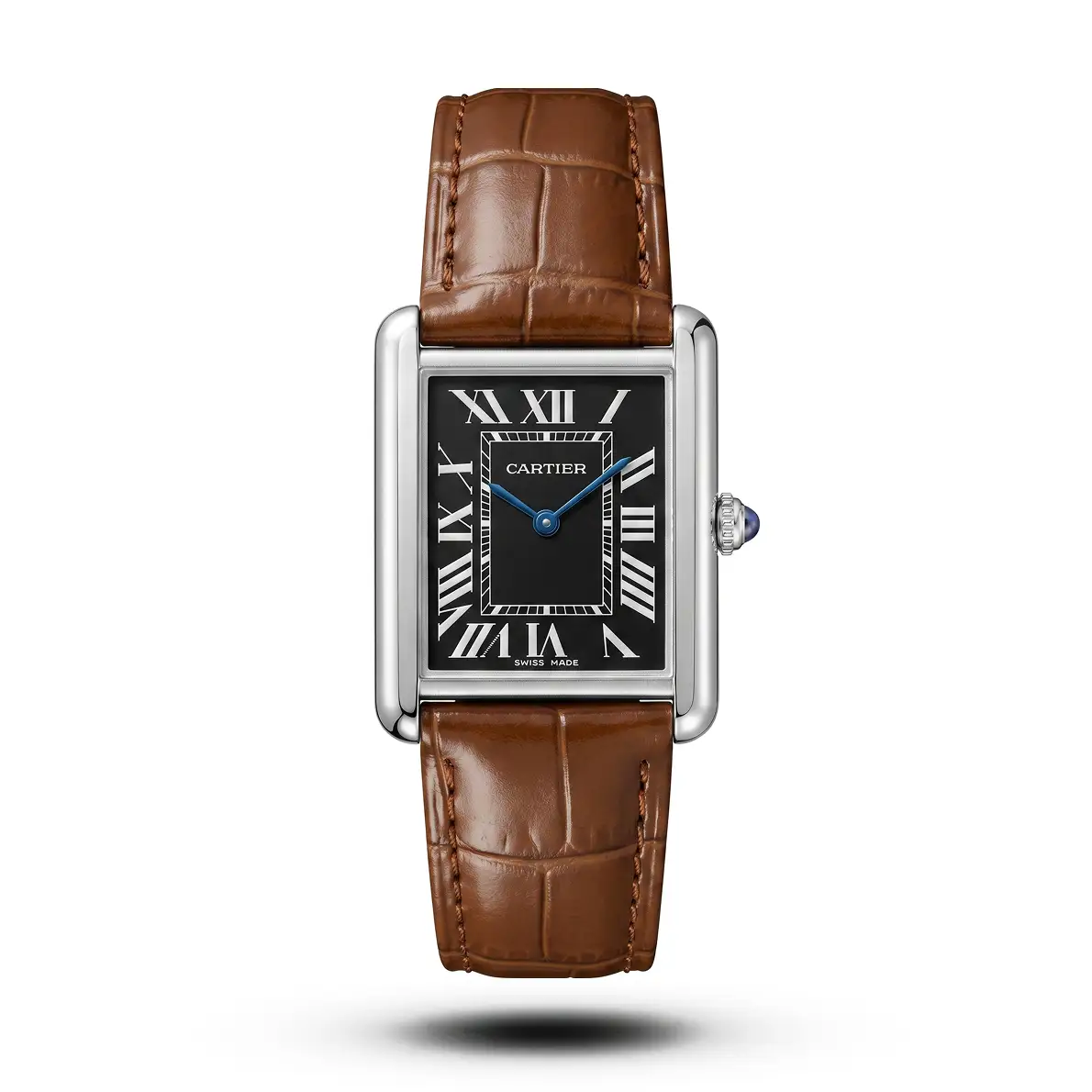 product-8d677d47-a59e-4fbc-9dfb-25a7da1d5b70.webp Cartier Tank Must Brown Strap Black Dial Men'S Watch - Image 1