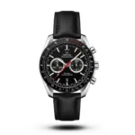 Omega-Style Speedmaster Racing Black Strap Black Dial Red Accent Watch