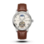 Patek Philippe grand Open-Heart Moonphase brown Leather silver tone Watch