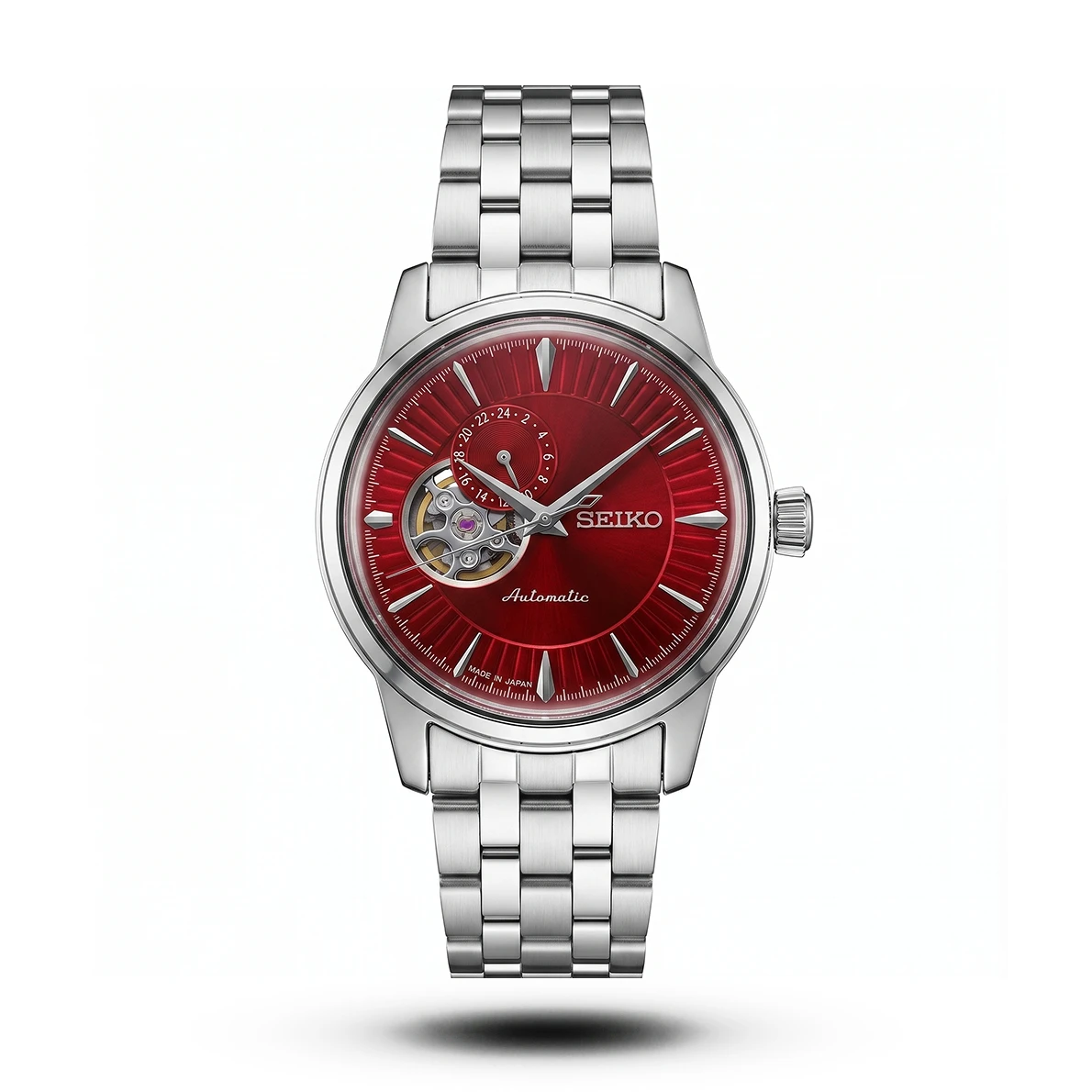 product-94e9249d-2f7f-4af8-92b9-eb33205745d0.webp Seiko-Style Presage Open-Heart Automatic Red Dial Watch - Image 1