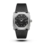 Bvlgari Arabic Octo Finissimo Black Strap Silver Case Black Dial Watch