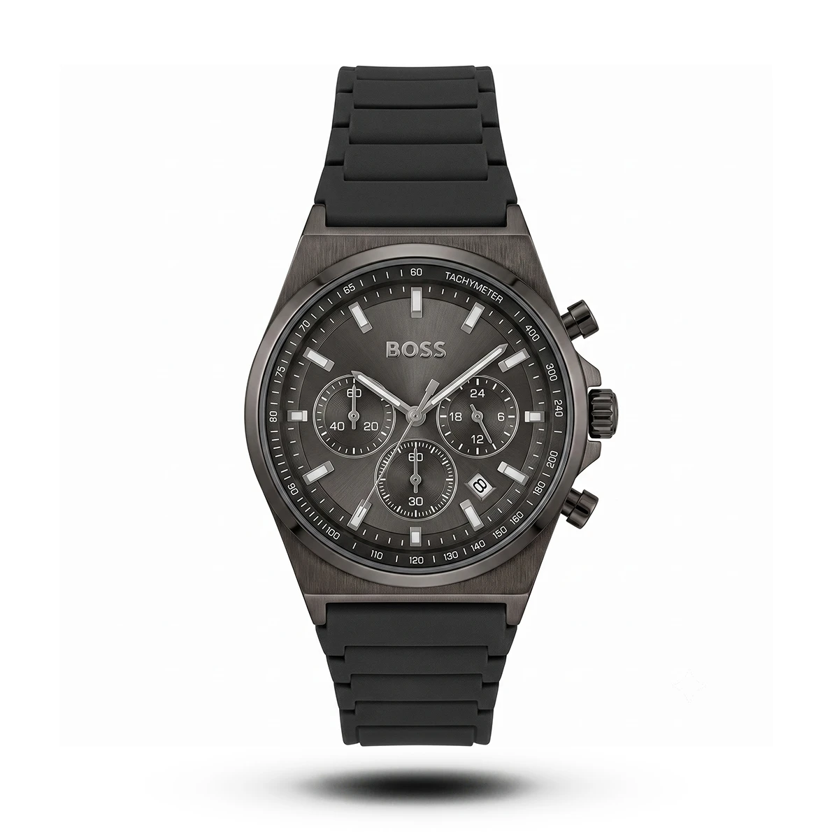 product-9b3fdab1-b363-42dc-b809-c28b70841470.webp Hugo Boss-Style Sport Chrono Black Silicone Strap Watch - Image 1