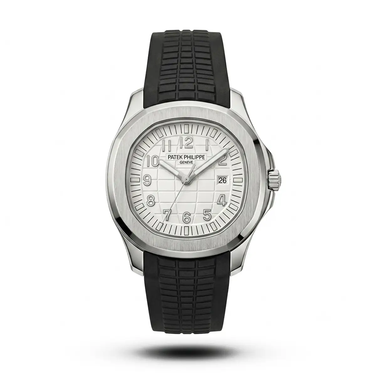 product-a10000a7-d10a-421c-9111-ae80d83e3086.webp Patek Philippe Inspired Aquanaut White Dial Black Rubber Strap Watch - Image 1