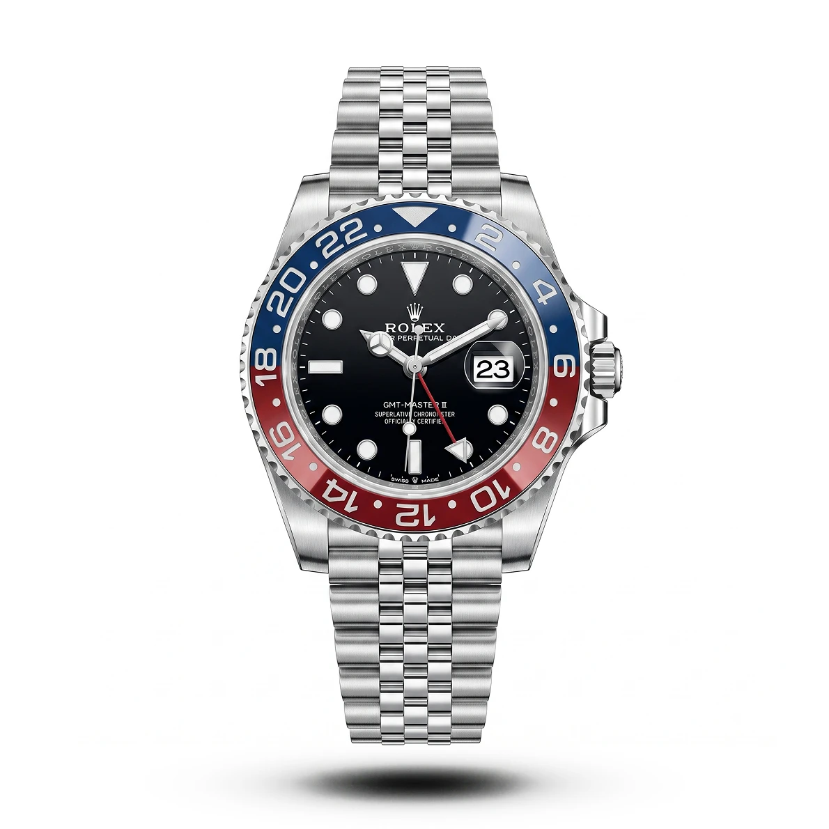 product-a265eb0b-c901-42af-a81c-9faa41d4a8c4.webp Rolex Inspired Gmt-Master Ii Pepsi Bezel Jubilee Steel Watch - Image 1