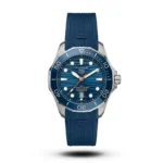 Tag Heuer Aquaracer Gmt Wave Dial Blue Strap Orange Accent Watch