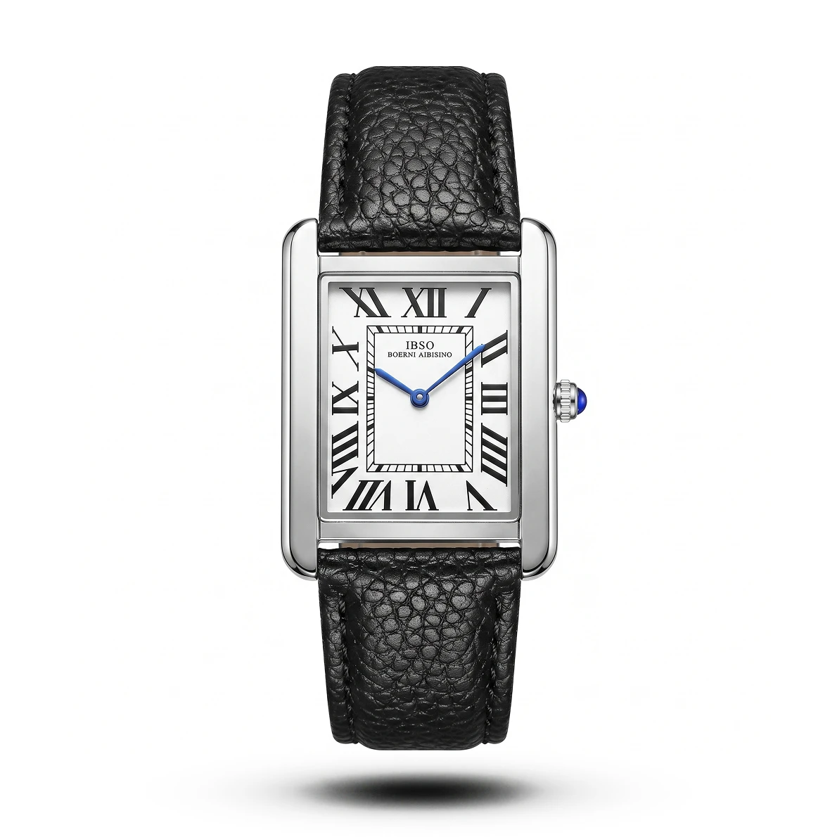 product-acd0a1ad-b7de-48ec-ab9d-bcd6daf8af6a.webp Ibso Tank Roman Numeral Black Leather White Dial Watch - Image 1
