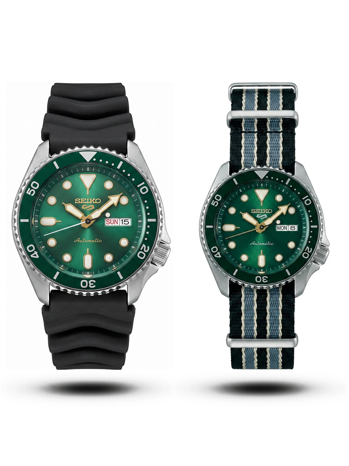 product-ad25814d-fbfe-41b3-b04e-a62d17ff1068.webp Seiko-Style 5 Sports Skx Green Dial Diver Rubber Strap With Free Nato - Image 1